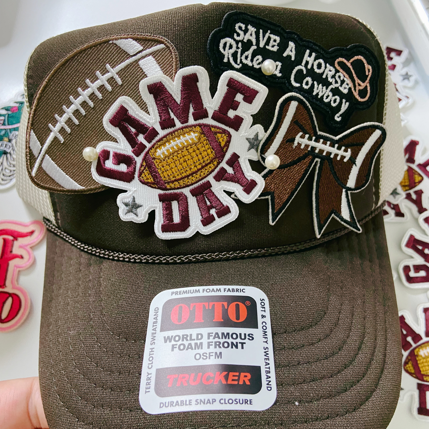 3"  GAME DAY In Maroon  -  Embroidered Hat Patch