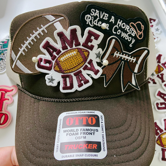 3" GAME DAY In Maroon - Embroidered Hat Patch