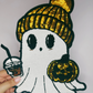 Fall Ghost w Pumpkin - 10.5" x 8.5" - Chenille Patch
