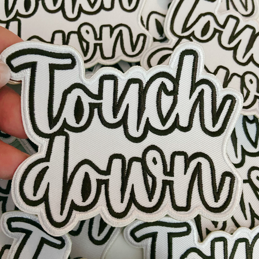 3.5" Touchdown White & Brown - Embroidered Hat Patch