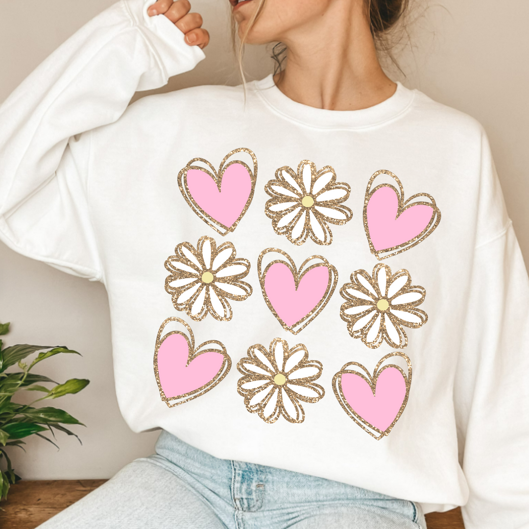 Hearts &amp; Flowers Graphic Sweatshirt