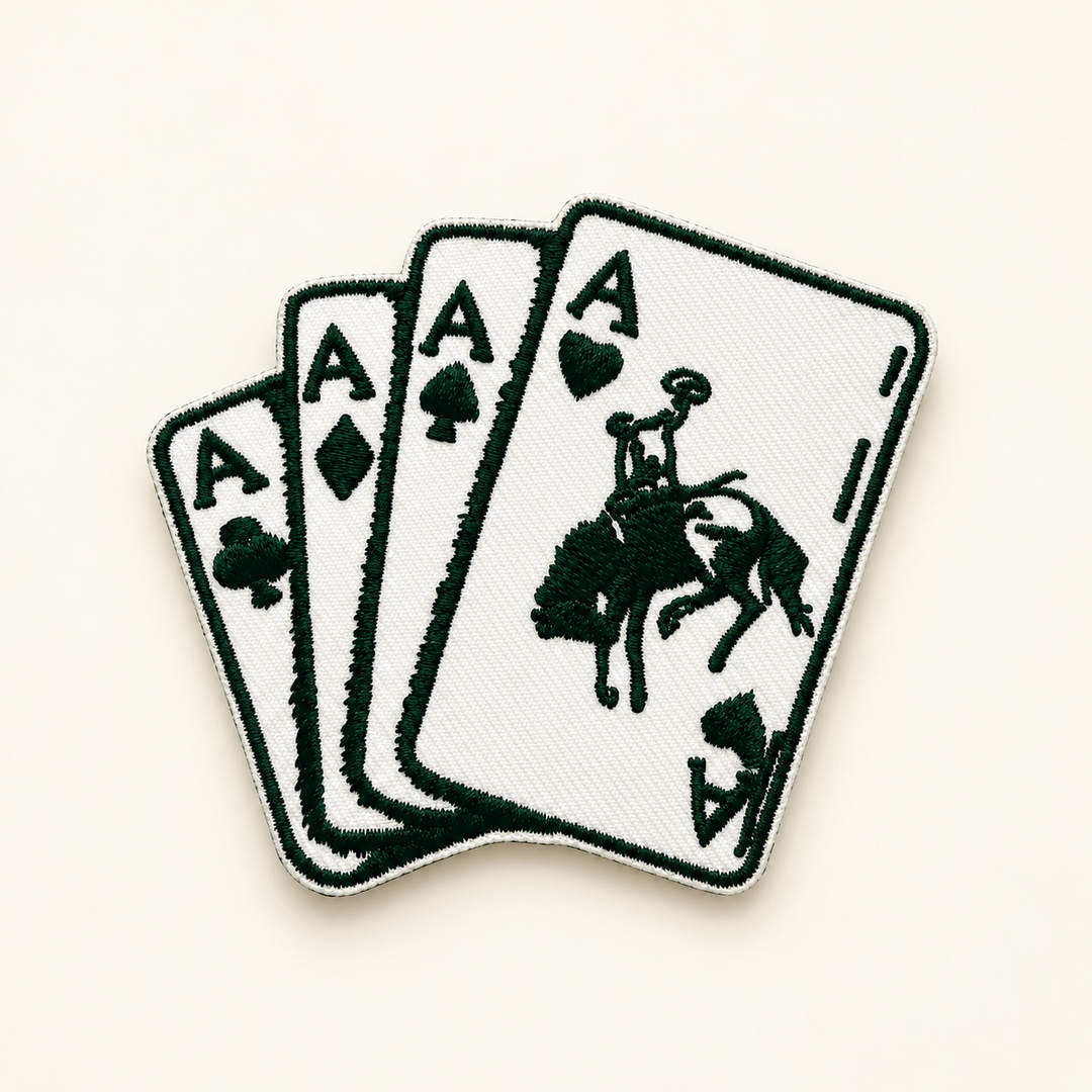 Bucking Aces playing cards embroidered Velcro patch