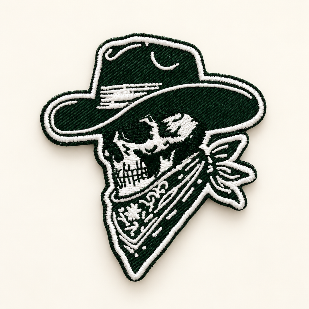 Cowboy skeleton embroidered Velcro patch