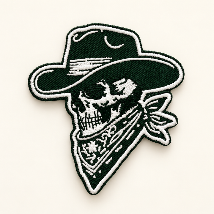 Cowboy skeleton embroidered Velcro patch
