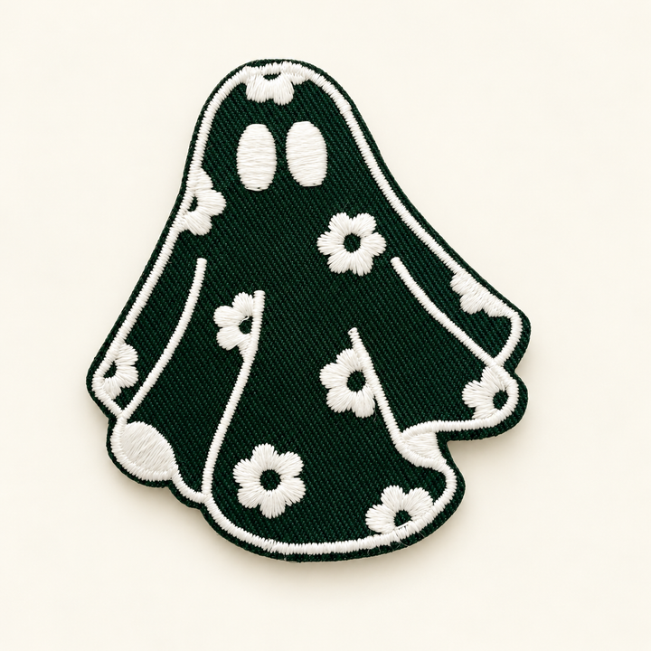 Floral ghost embroidered Velcro patch