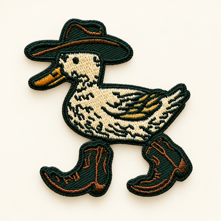 Western duck in cowboy hat and boots embroidered Velcro patch